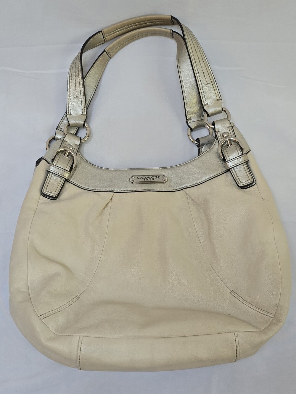 Coach Soho Lynn F19453 Cream Metallic Leather Hobo Bag Y2K